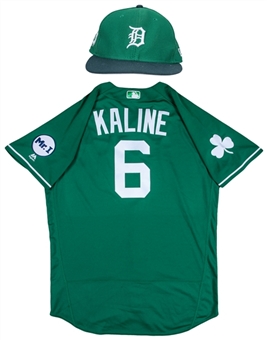 2017 Al Kaline Game Issued Detroit Tigers St. Patricks Day Green Jersey & Cap (MLB Authenticated)